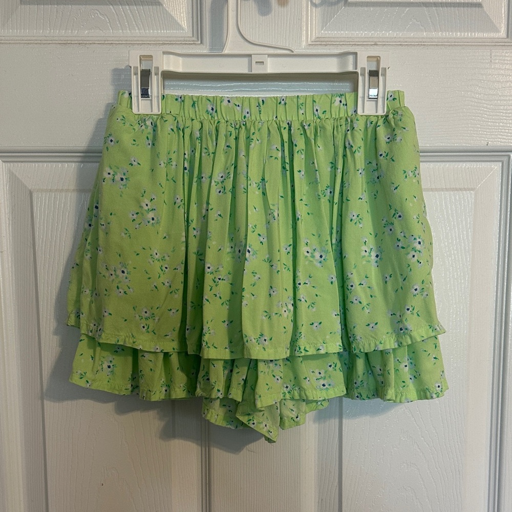 Floral Green Ruffle Skort, like new.